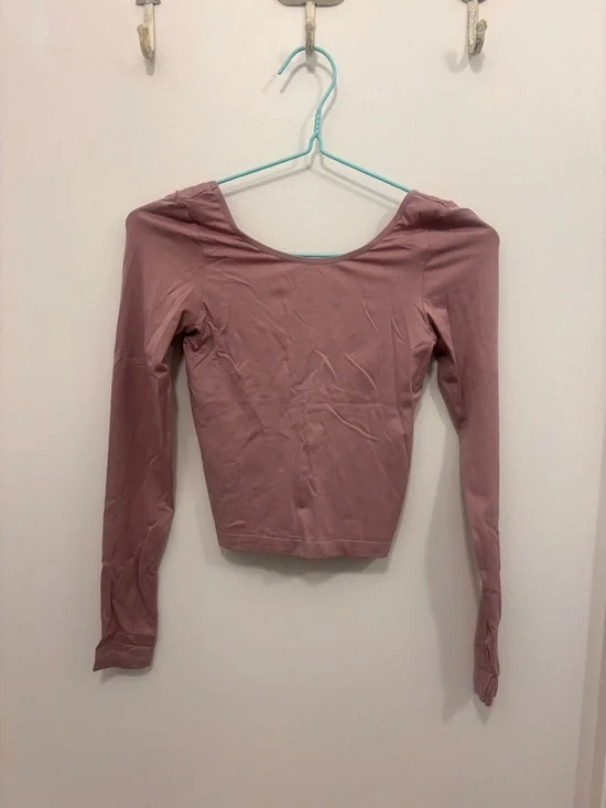 Aritzia Long-Sleeve Scoop Neck Top in Mauve - Picture 2 of 5